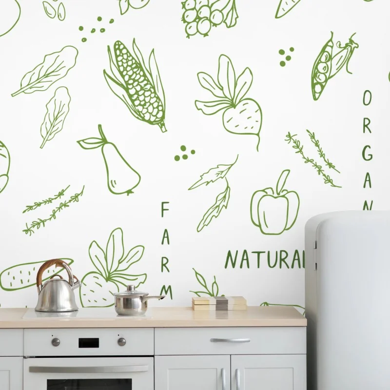 Fototapeta ręcznie rysowany wzór warzyw i owoców – Wallissimo® Fototapeta ręcznie rysowany wzór warzyw i owoców – Wallissimo®