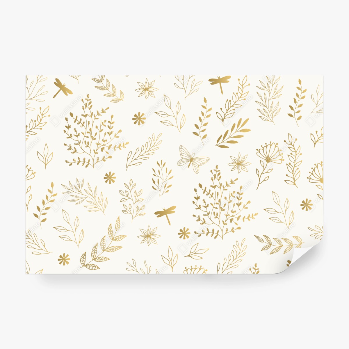 Fototapeta złoty botaniczny wzór – Wallissimo® Fototapeta złoty botaniczny wzór – Wallissimo®