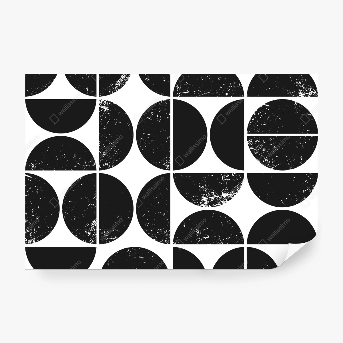 Fototapeta czarny geometryczny wzór z kół i półkół – Wallissimo®