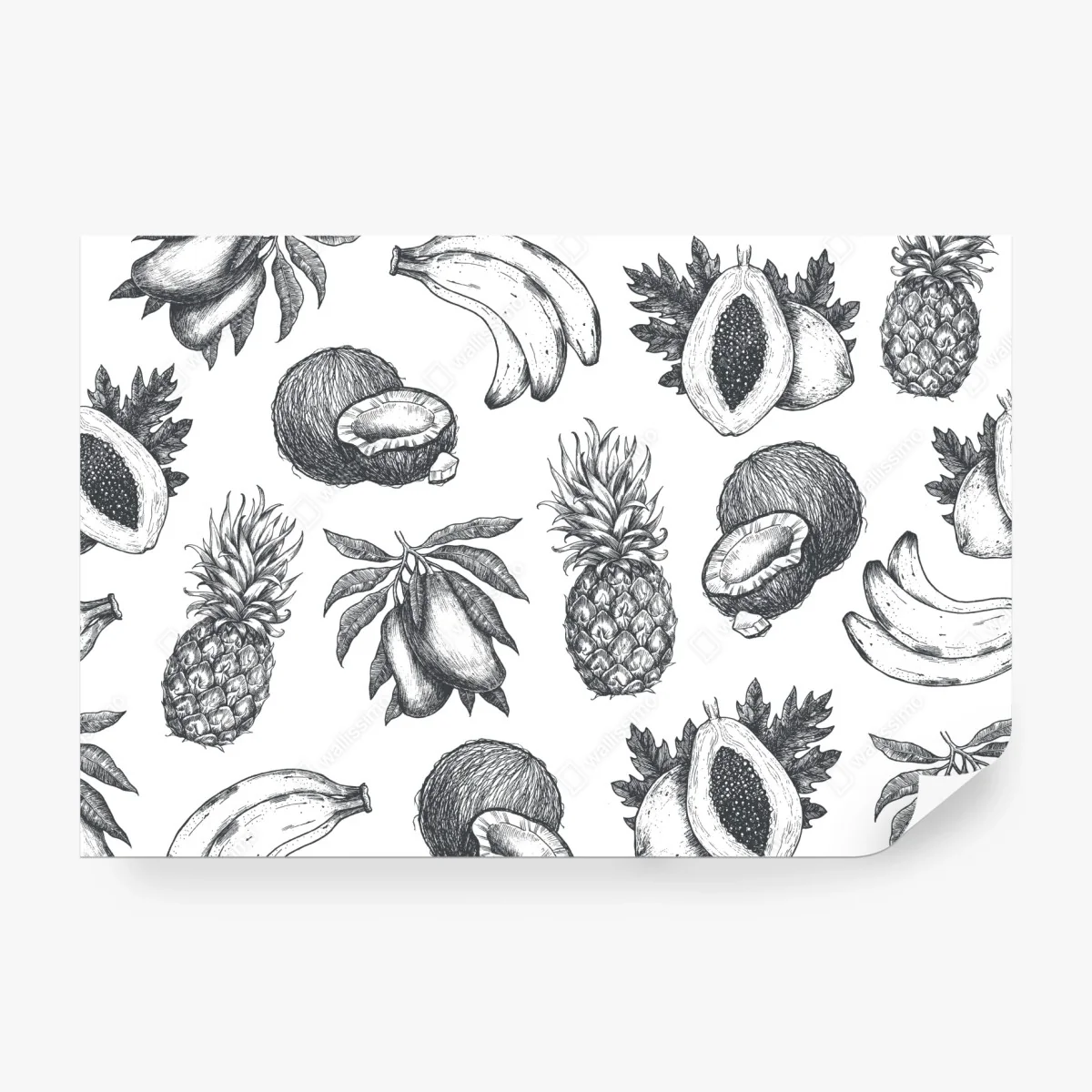 Fototapeta ręcznie rysowany wzór tropikalnych owoców – Wallissimo® Fototapeta ręcznie rysowany wzór tropikalnych owoców – Wallissimo®