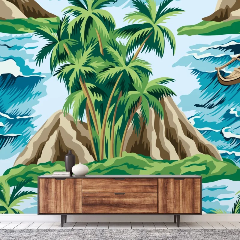 Fototapeta tropikalna wyspa i fale – Wallissimo® Fototapeta tropikalna wyspa i fale – Wallissimo®