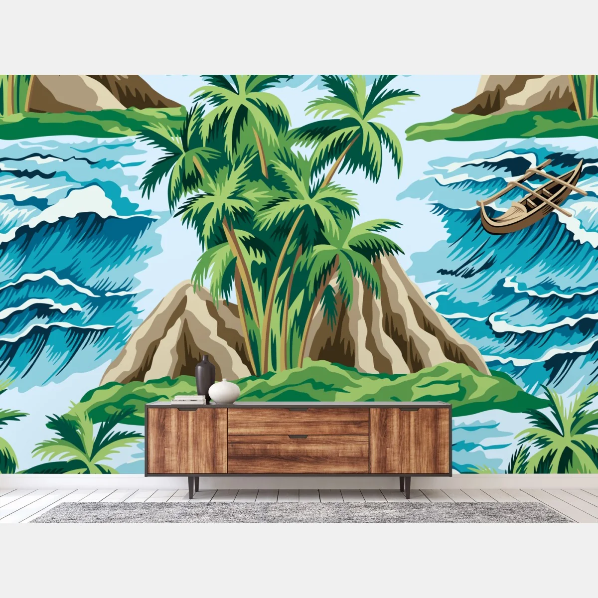 Fototapeta tropikalna wyspa i fale – Wallissimo® Fototapeta tropikalna wyspa i fale – Wallissimo®