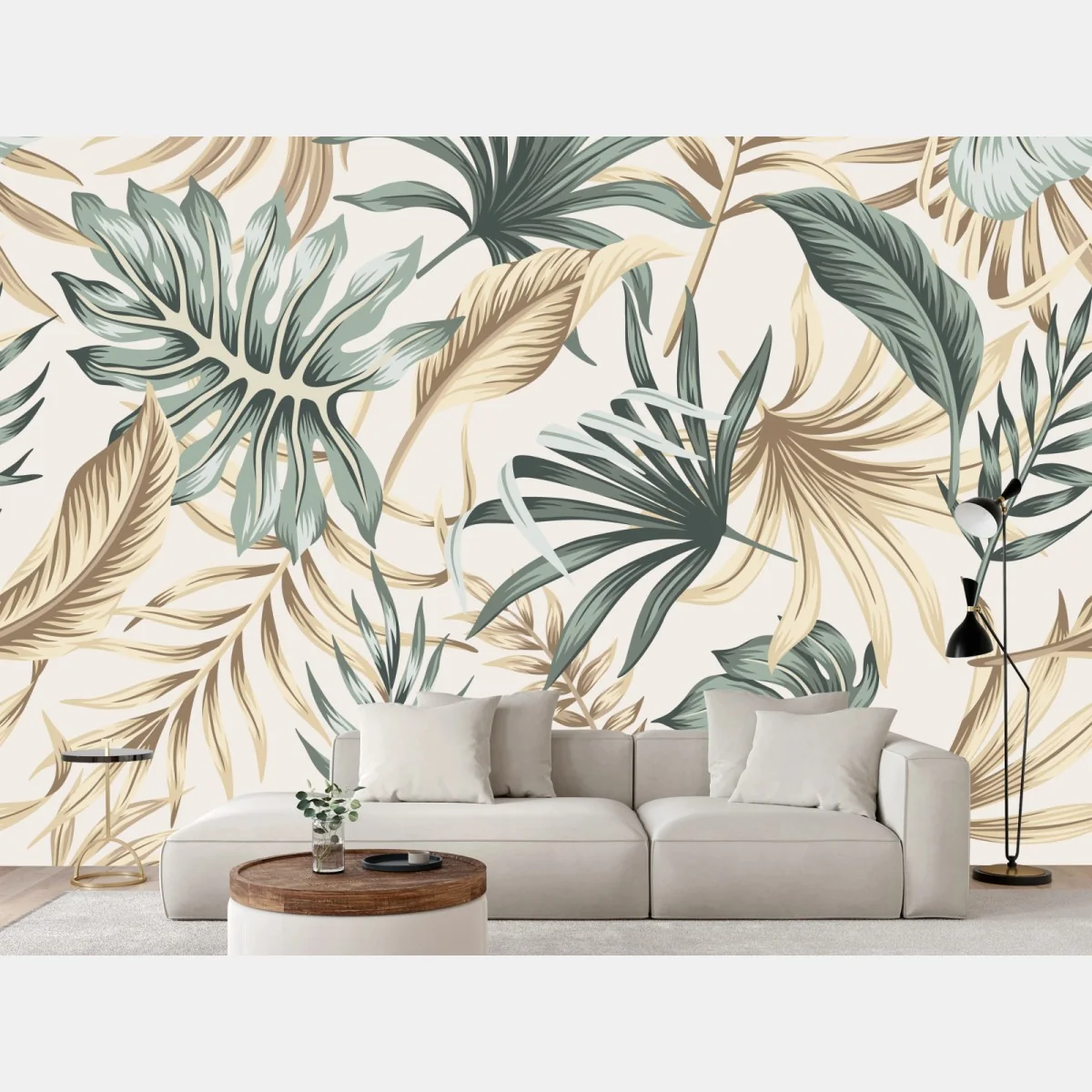 Fototapeta tropikalny botaniczny wzór liści – Wallissimo® Fototapeta tropikalny botaniczny wzór liści – Wallissimo®