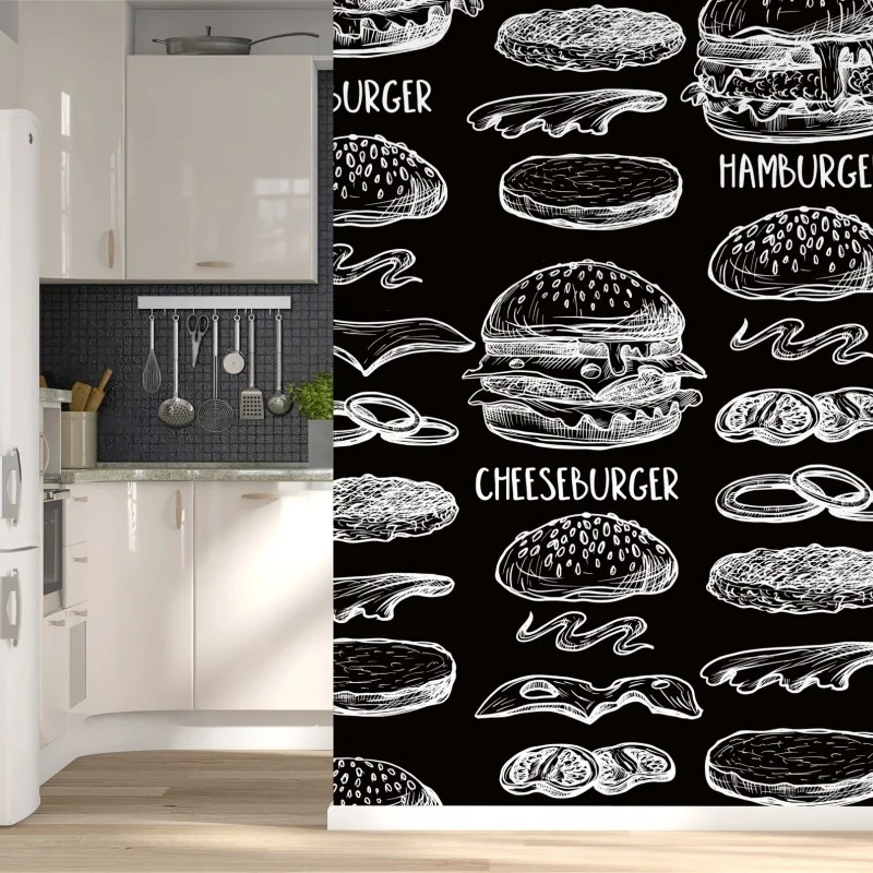 Fototapeta ręcznie rysowany wzór burgerów na czarnym tle – Wallissimo® Fototapeta ręcznie rysowany wzór burgerów na czarnym tle – Wallissimo®