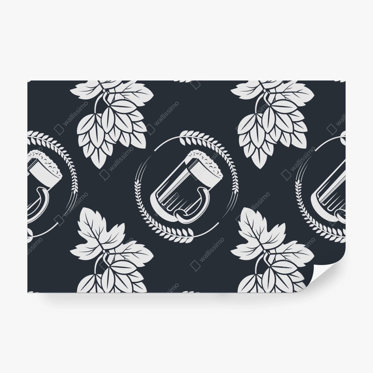 Fototapeta wzór z piwem i chmielem – Wallissimo® Fototapeta wzór z piwem i chmielem – Wallissimo®