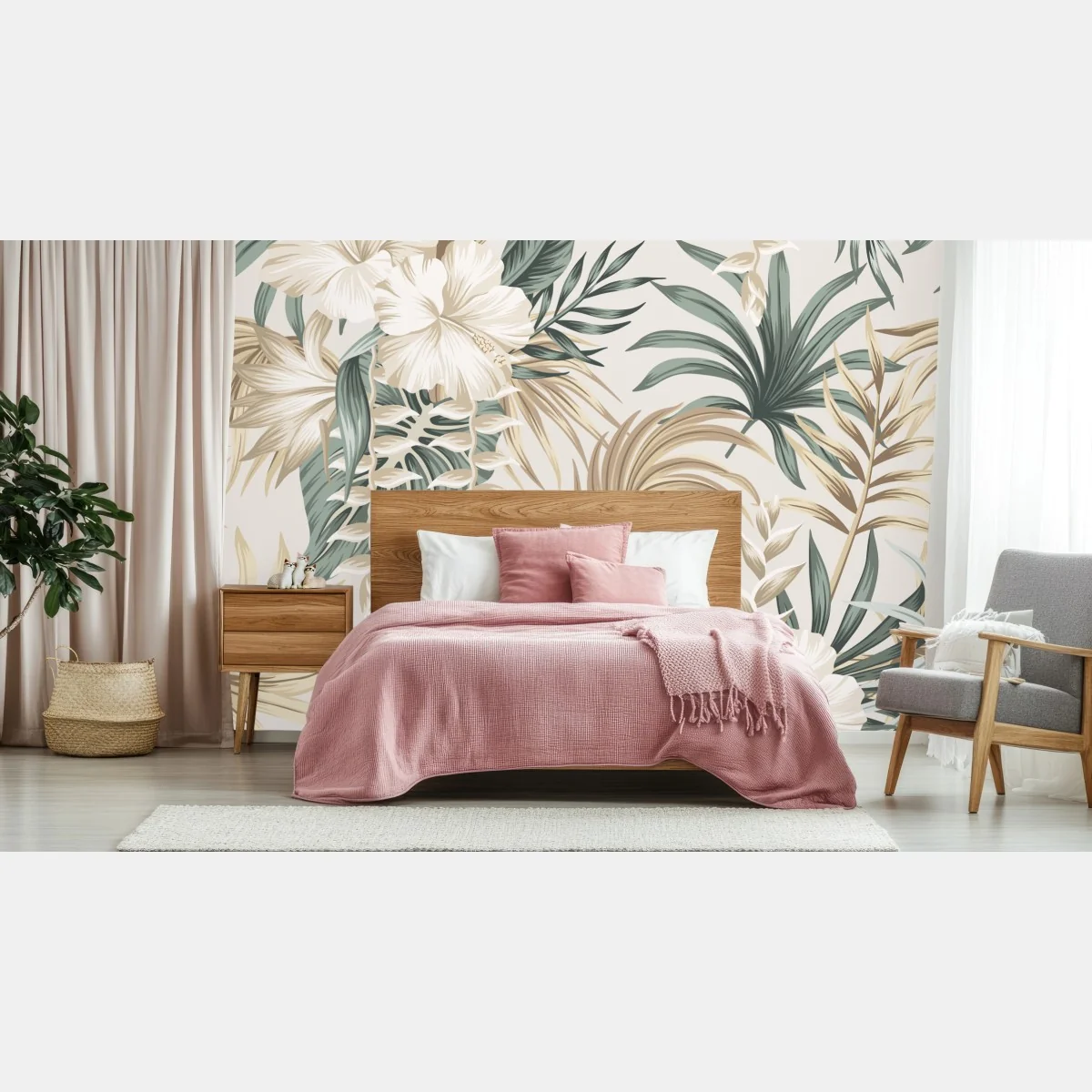 Fototapeta delikatny tropikalny motyw hibiskusa – Wallissimo® Fototapeta delikatny tropikalny motyw hibiskusa – Wallissimo®