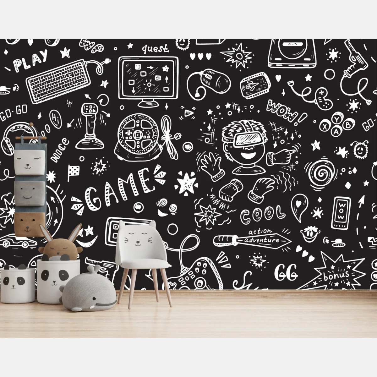 Fototapeta ręcznie rysowany wzór gier – Wallissimo® Fototapeta ręcznie rysowany wzór gier – Wallissimo®