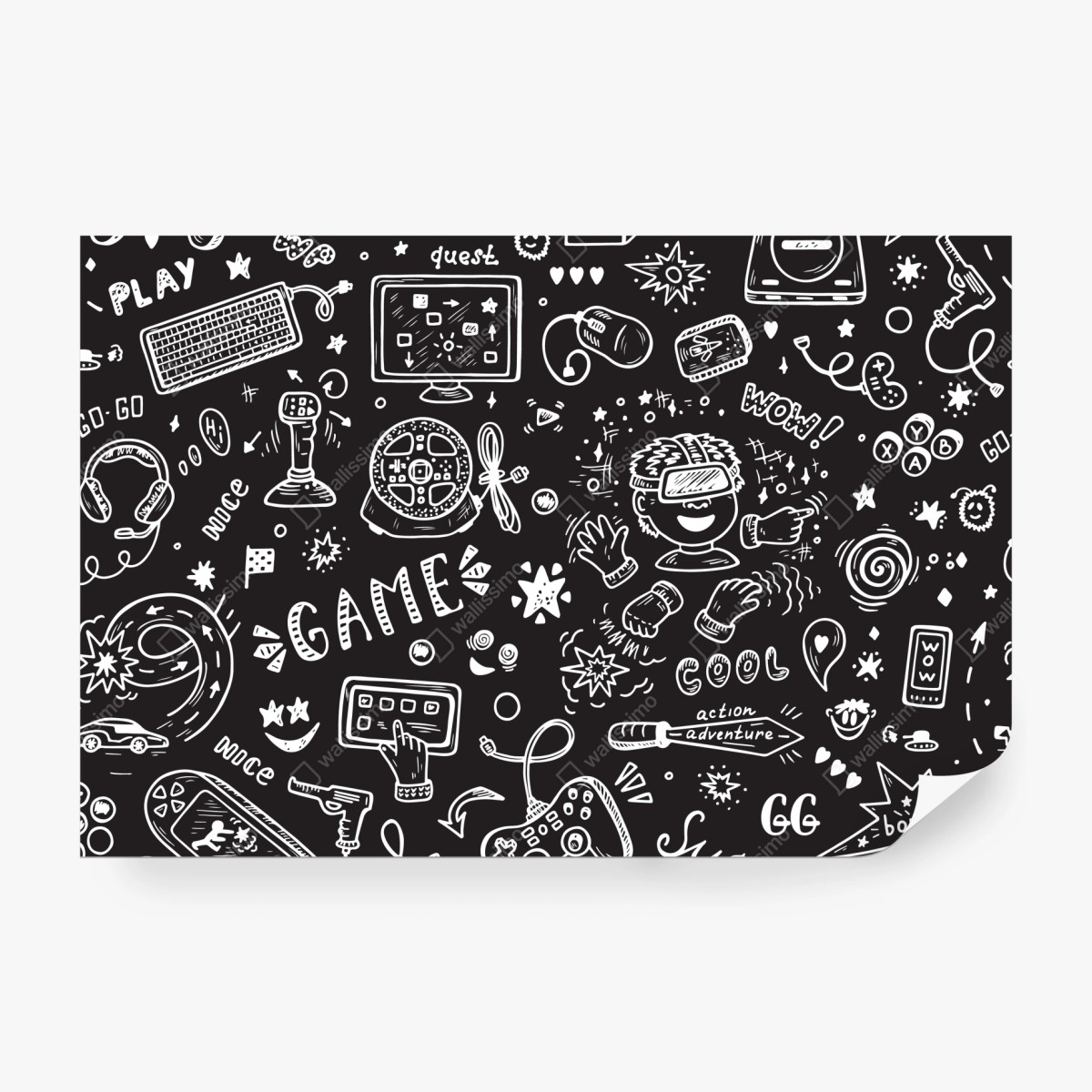 Fototapeta ręcznie rysowany wzór gier – Wallissimo® Fototapeta ręcznie rysowany wzór gier – Wallissimo®