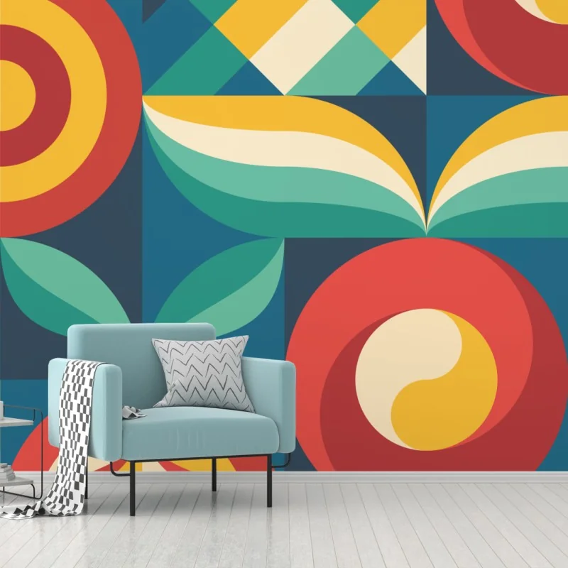 Fototapeta żywy geometryczny motyw kwiatowy – Wallissimo® Fototapeta żywy geometryczny motyw kwiatowy – Wallissimo®