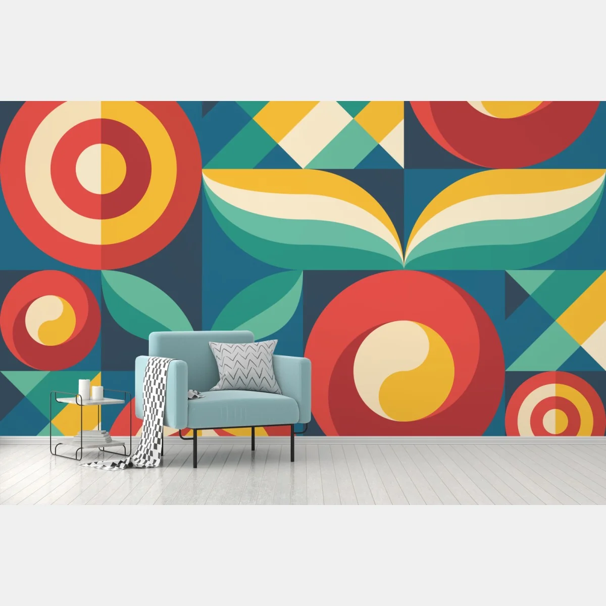 Fototapeta żywy geometryczny motyw kwiatowy – Wallissimo® Fototapeta żywy geometryczny motyw kwiatowy – Wallissimo®