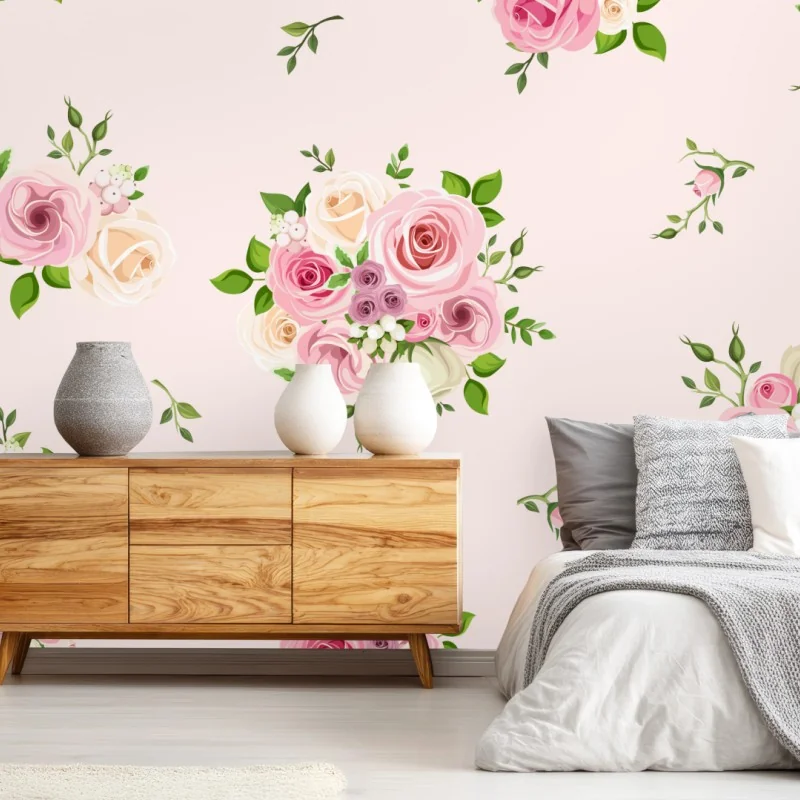 Fototapeta delikatny różany wzór w pastelowych odcieniach – Wallissimo® Fototapeta delikatny różany wzór w pastelowych odcieniach – Wallissimo®