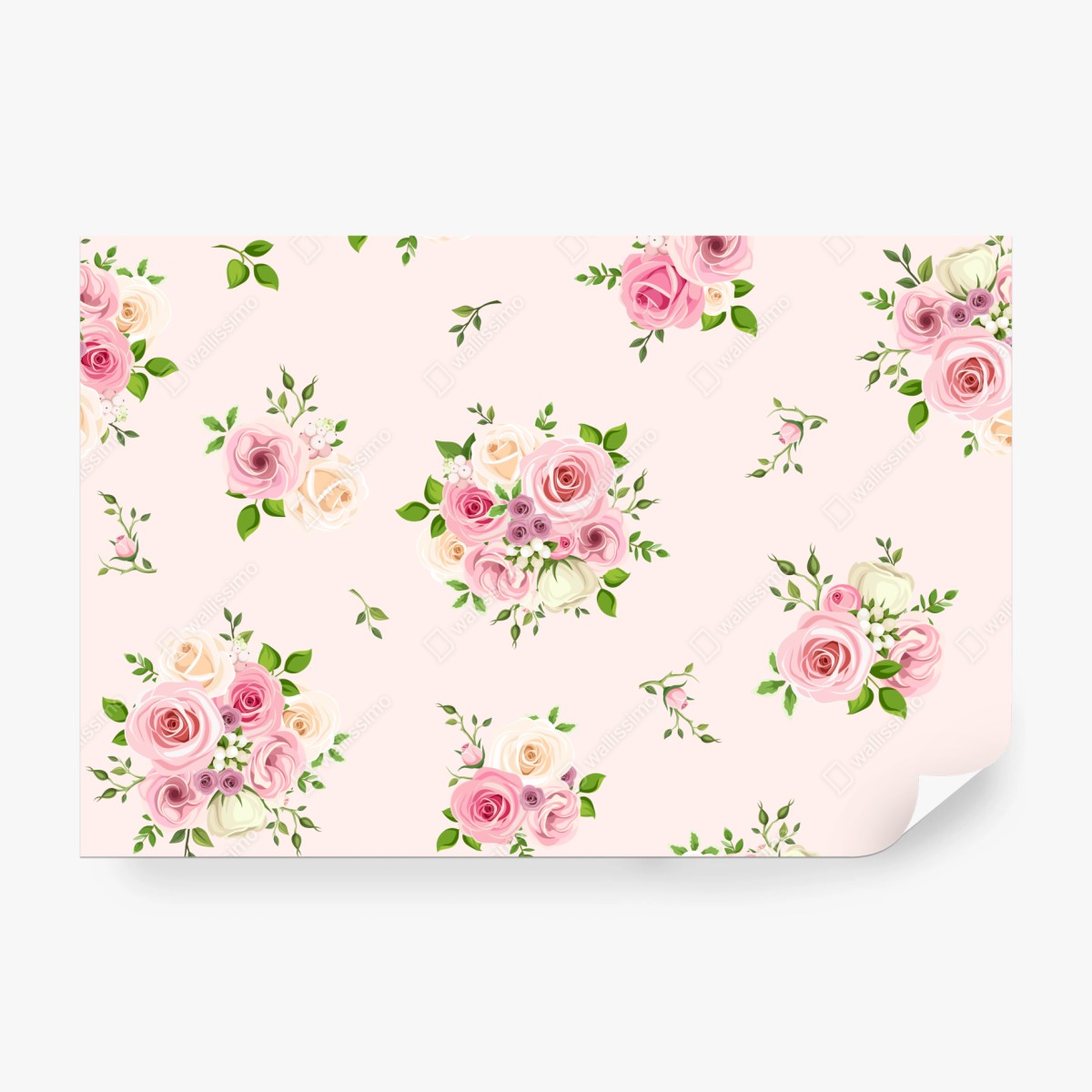 Fototapeta delikatny różany wzór w pastelowych odcieniach – Wallissimo® Fototapeta delikatny różany wzór w pastelowych odcieniach – Wallissimo®