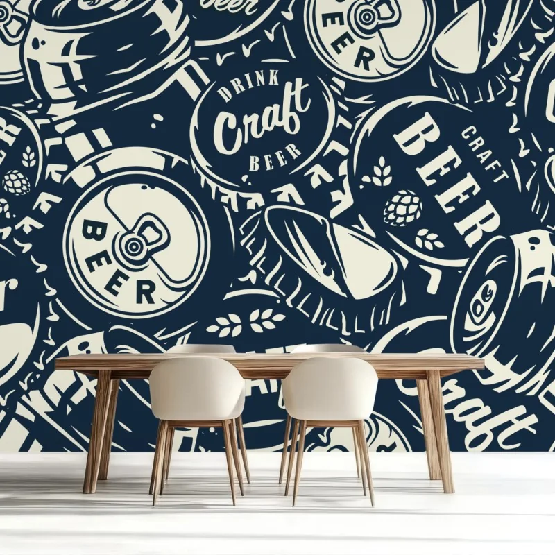 Fototapeta wzór kapsli piwa rzemieślniczego – Wallissimo®