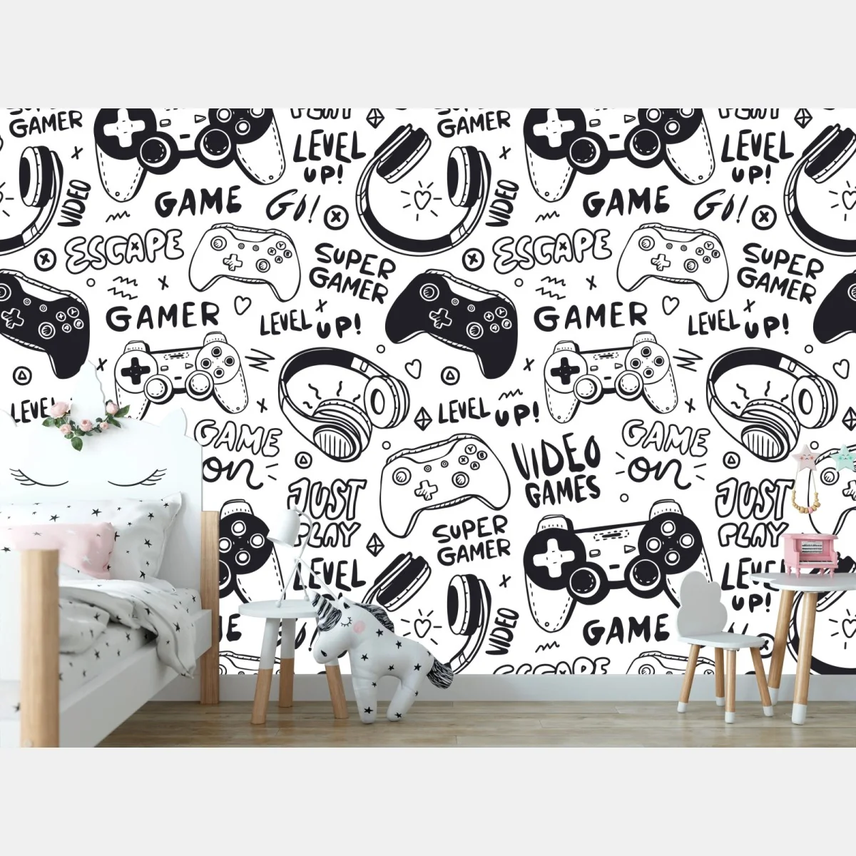 Fototapeta wzór gier wideo z kontrolerami – Wallissimo® Fototapeta wzór gier wideo z kontrolerami – Wallissimo®