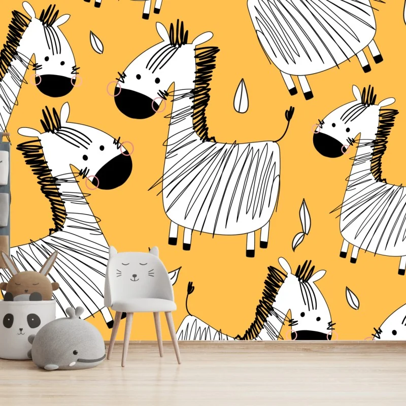 Fototapeta zabawny wzór z zebrą do pokoju dziecięcego – Wallissimo® Fototapeta zabawny wzór z zebrą do pokoju dziecięcego – Wallissimo®