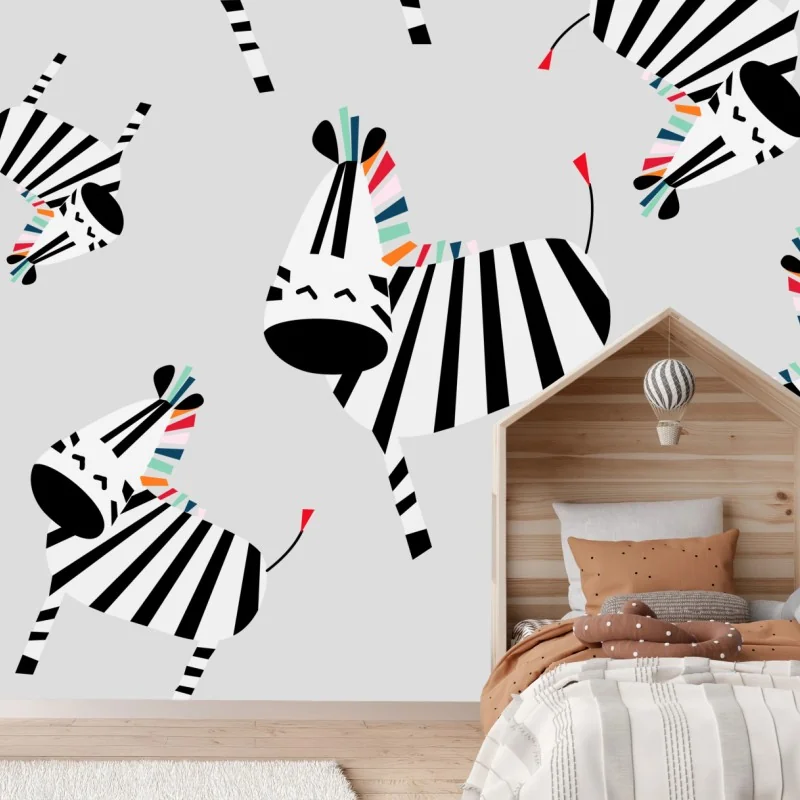 Fototapeta zabawny wzór z zebrami – Wallissimo® Fototapeta zabawny wzór z zebrami – Wallissimo®