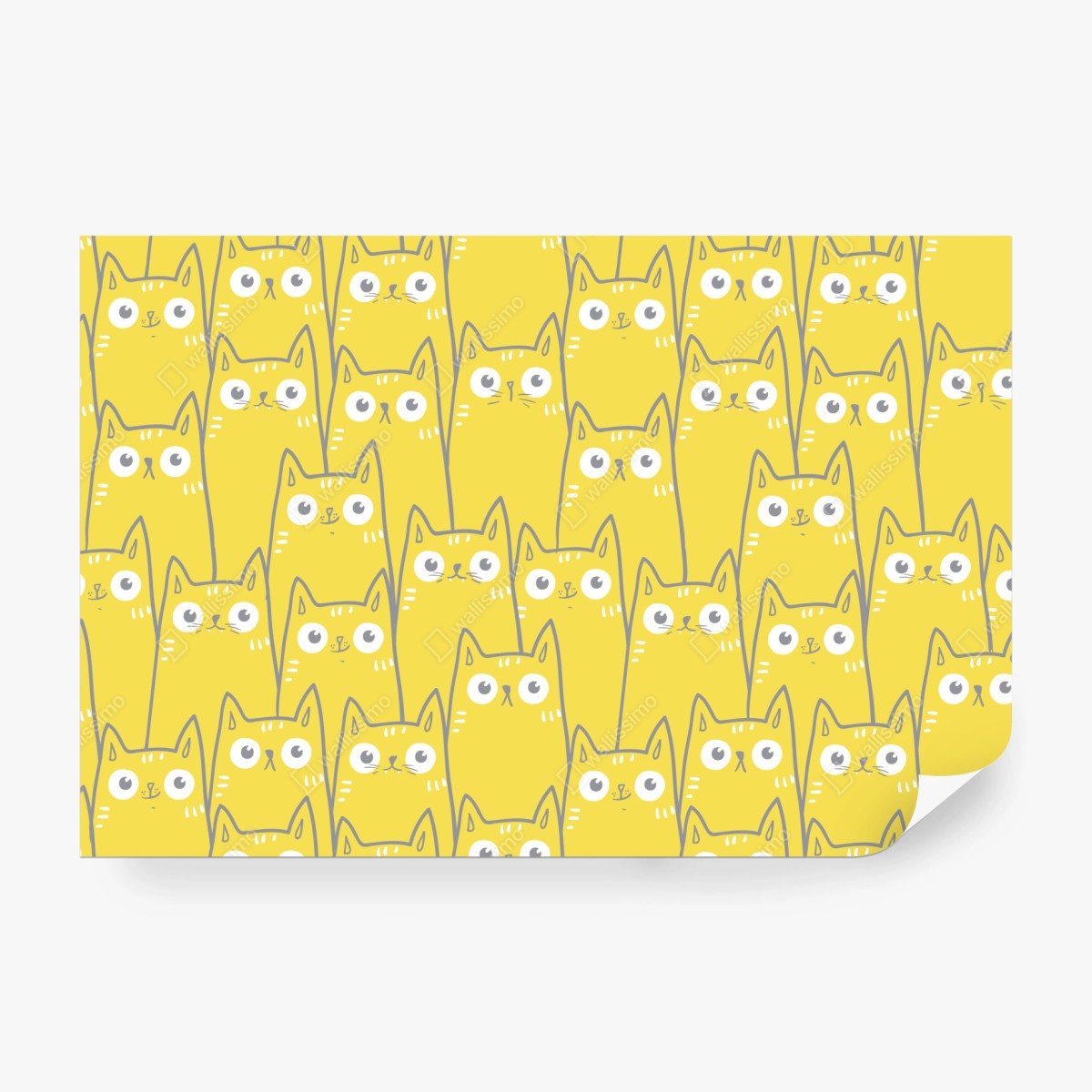 Fototapeta wesoły żółty wzór z kotami – Wallissimo® Fototapeta wesoły żółty wzór z kotami – Wallissimo®