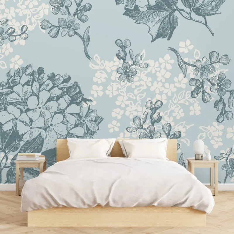 Fototapeta delikatny pastelowy wzór hortensji – Wallissimo® Fototapeta delikatny pastelowy wzór hortensji – Wallissimo®