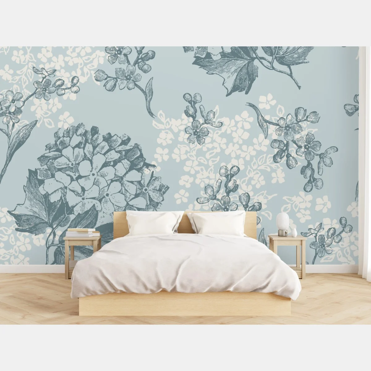 Fototapeta delikatny pastelowy wzór hortensji – Wallissimo® Fototapeta delikatny pastelowy wzór hortensji – Wallissimo®