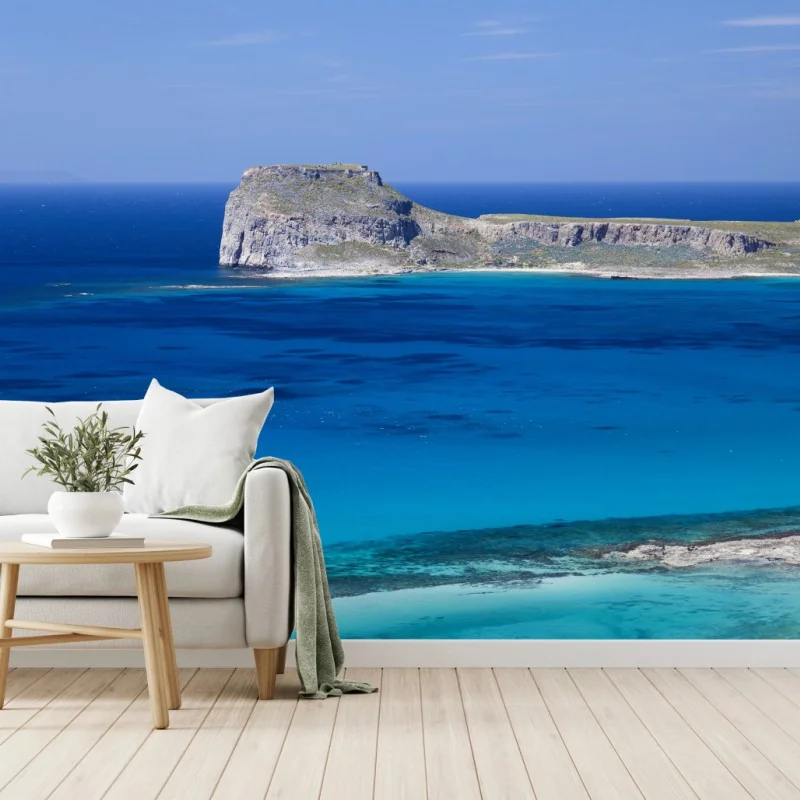 Fototapeta spokojny morski pejzaż z wyspą – Wallissimo® Fototapeta spokojny morski pejzaż z wyspą – Wallissimo®