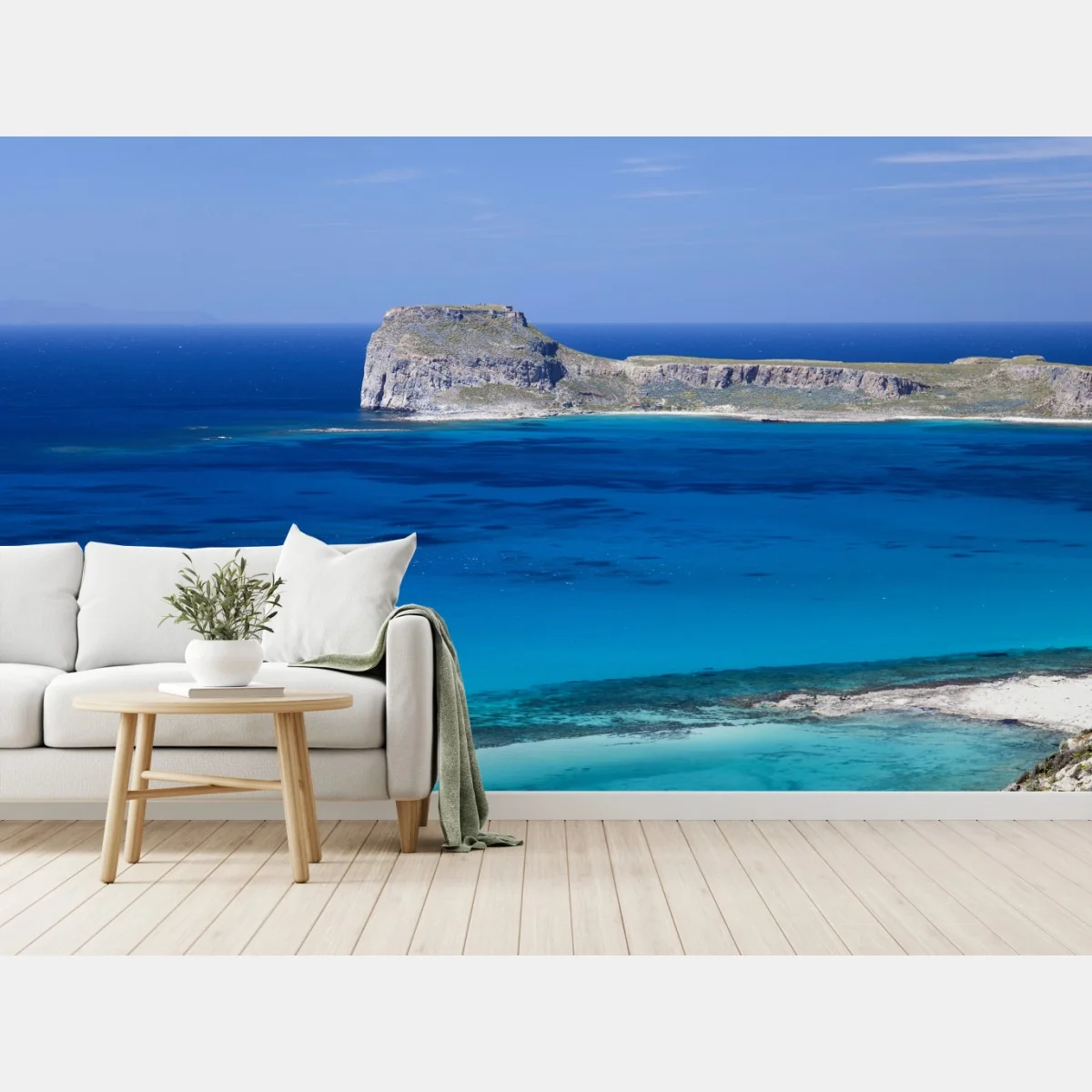 Fototapeta spokojny morski pejzaż z wyspą – Wallissimo® Fototapeta spokojny morski pejzaż z wyspą – Wallissimo®