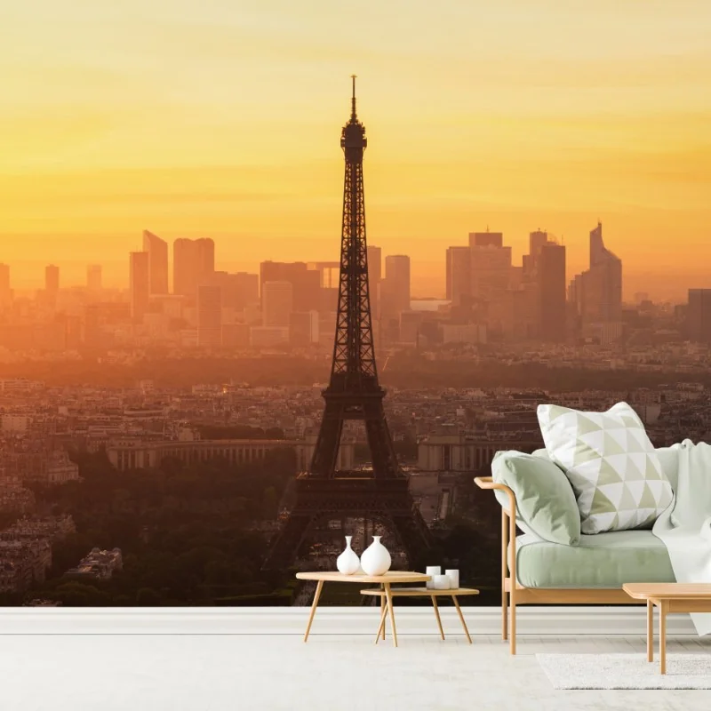 Fototapeta Paryż zachód słońca z Wieżą Eiffla – Wallissimo® Fototapeta Paryż zachód słońca z Wieżą Eiffla – Wallissimo®