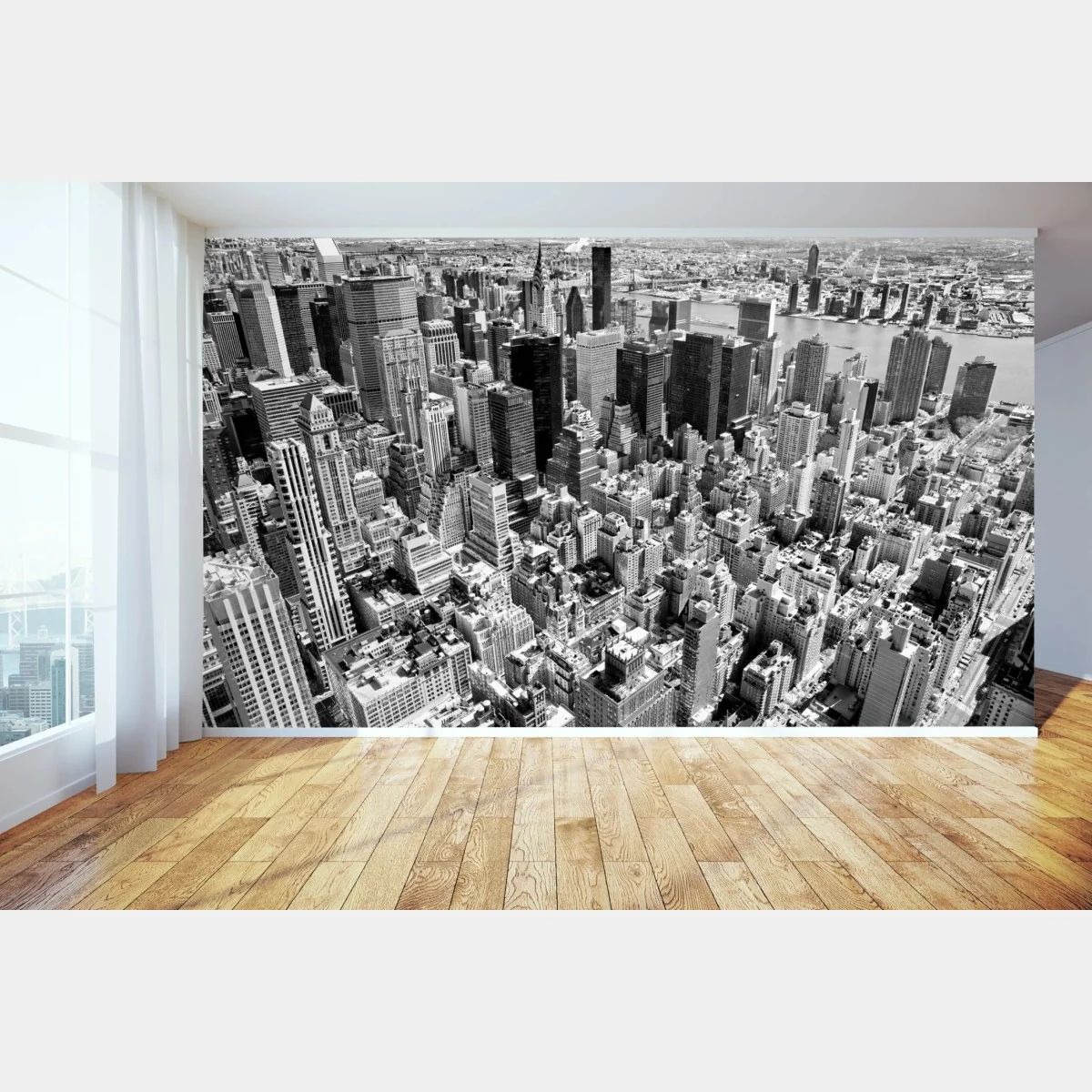 Fototapeta widok lotniczy Manhattanu w czerni i bieli – Wallissimo® Fototapeta widok lotniczy Manhattanu w czerni i bieli – Wallissimo®
