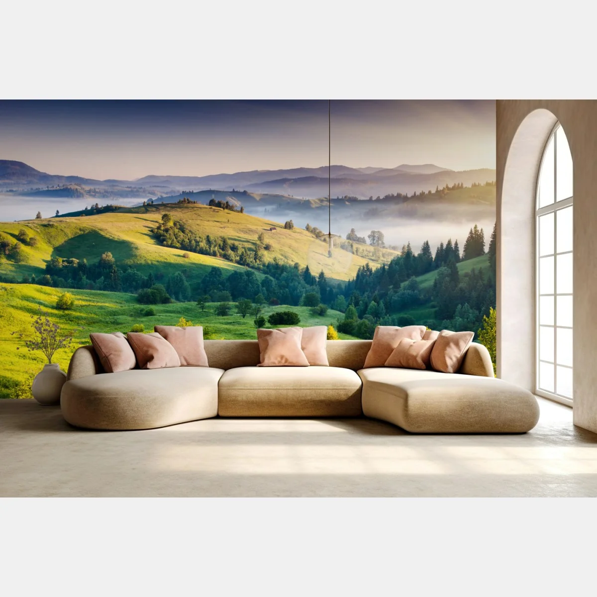 Fototapeta zachód słońca w Karpatych nad zielonymi wzgórzami – Wallissimo® Fototapeta zachód słońca w Karpatych nad zielonymi wzgórzami – Wallissimo®