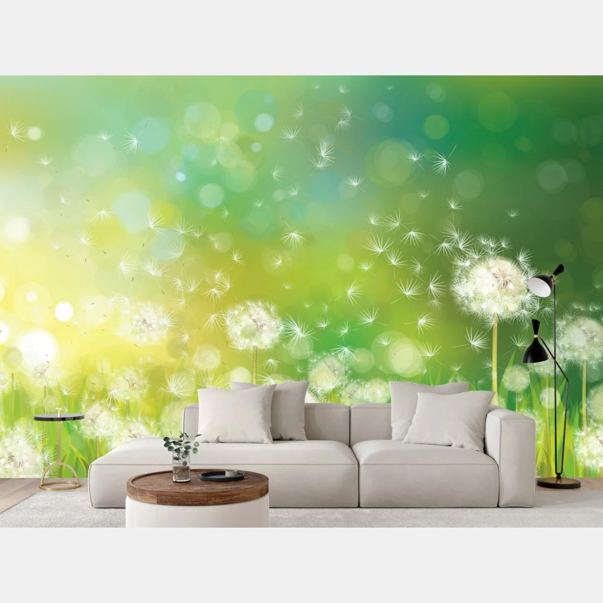 Fototapeta wiosenna łąka dmuchawców – Wallissimo® Fototapeta wiosenna łąka dmuchawców – Wallissimo®