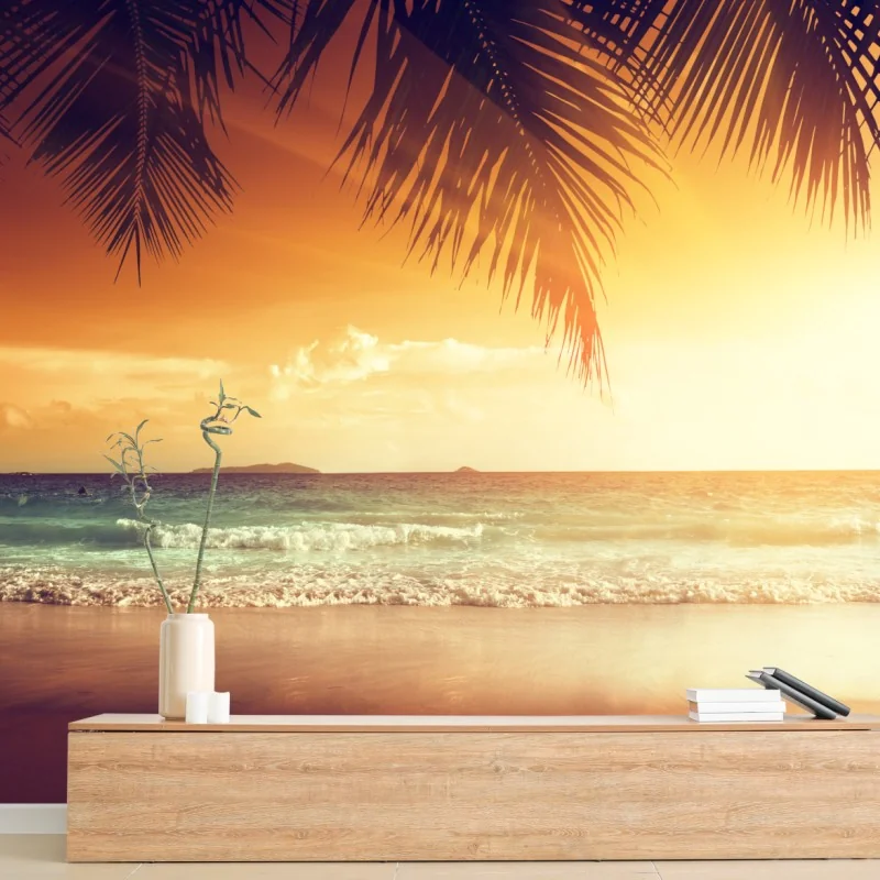 Fototapeta plaża o zachodzie słońca na Karaibach – Wallissimo® Fototapeta plaża o zachodzie słońca na Karaibach – Wallissimo®