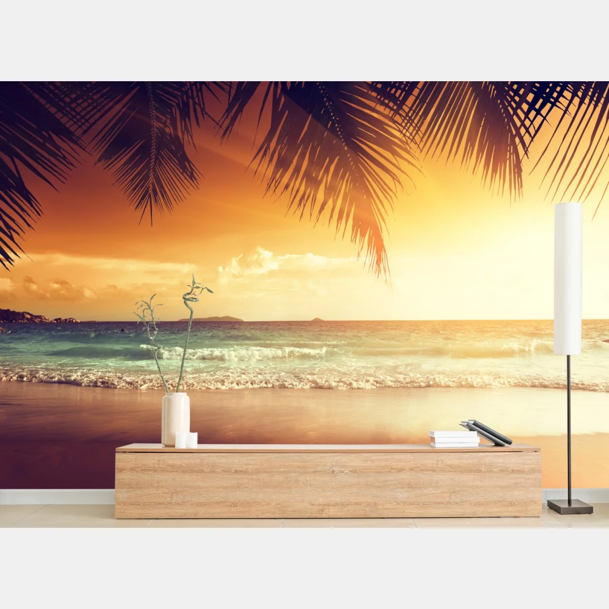 Fototapeta plaża o zachodzie słońca na Karaibach – Wallissimo® Fototapeta plaża o zachodzie słońca na Karaibach – Wallissimo®