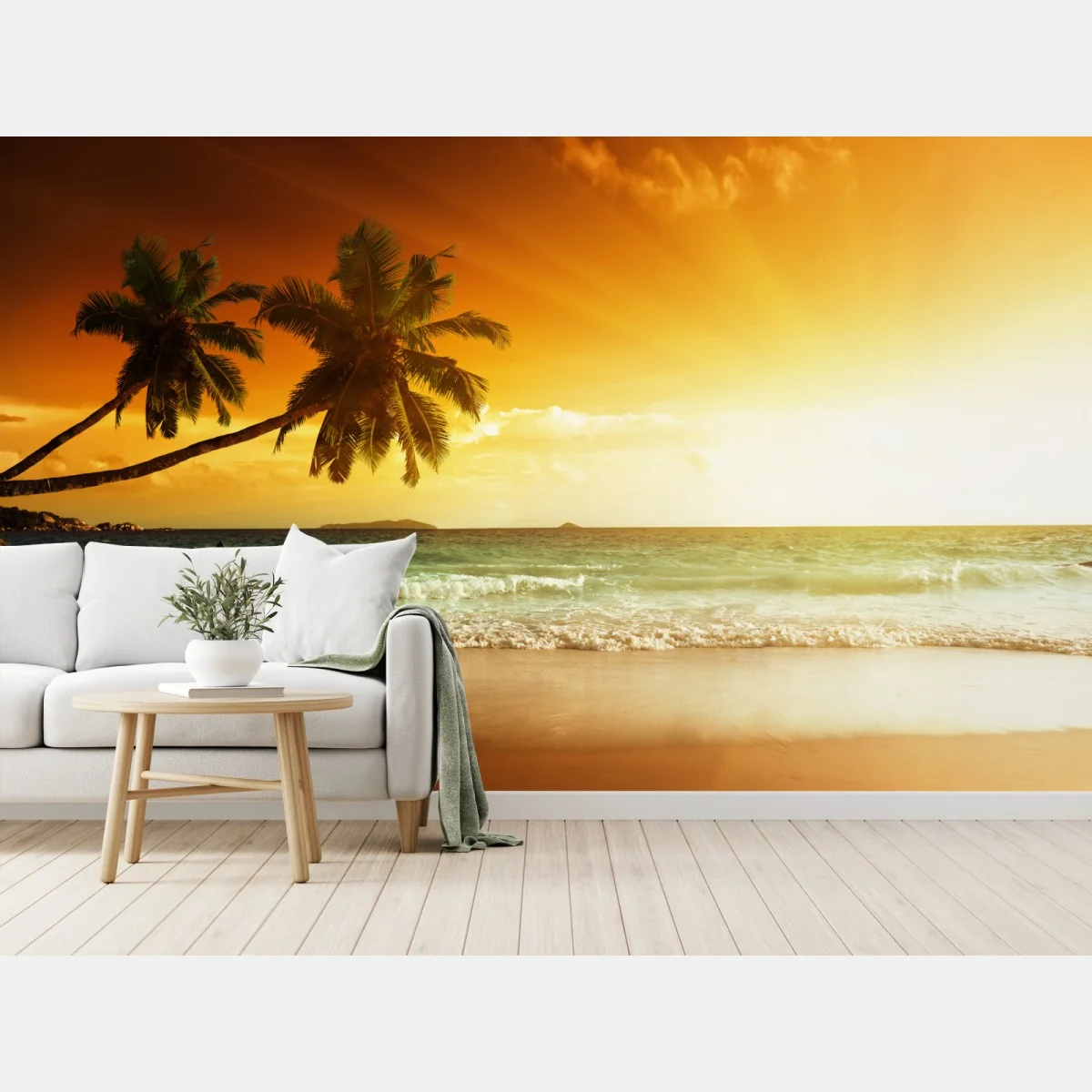 Fototapeta tropikalny zachód słońca nad plażą na Karaibach – Wallissimo® Fototapeta tropikalny zachód słońca nad plażą na Karaibach – Wallissimo®