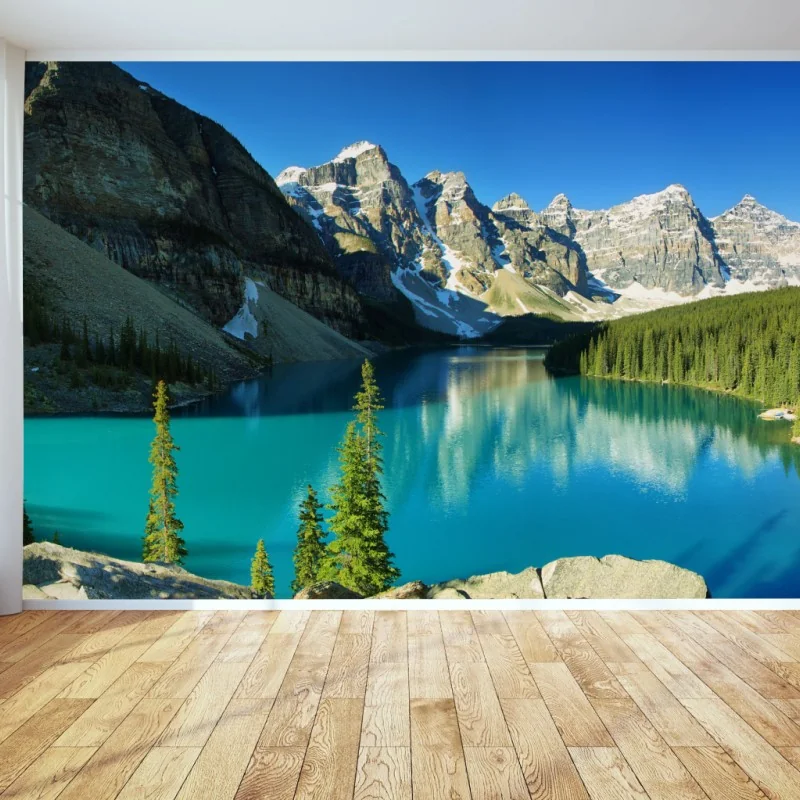 Fototapeta spokojne turkusowe jezioro w górach – Wallissimo® Fototapeta spokojne turkusowe jezioro w górach – Wallissimo®