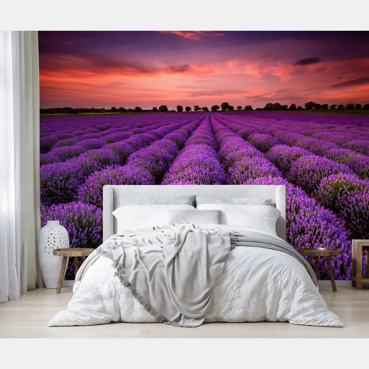 Fototapeta pole lawendy o zachodzie słońca – Wallissimo® Fototapeta pole lawendy o zachodzie słońca – Wallissimo®