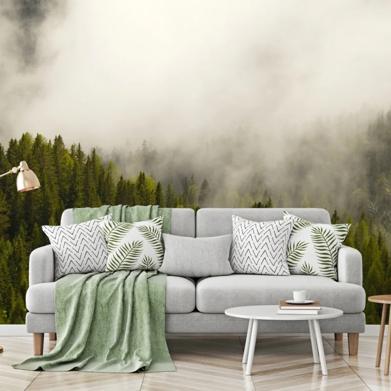 Fototapeta mglisty las iglasty – Wallissimo® Fototapeta mglisty las iglasty – Wallissimo®