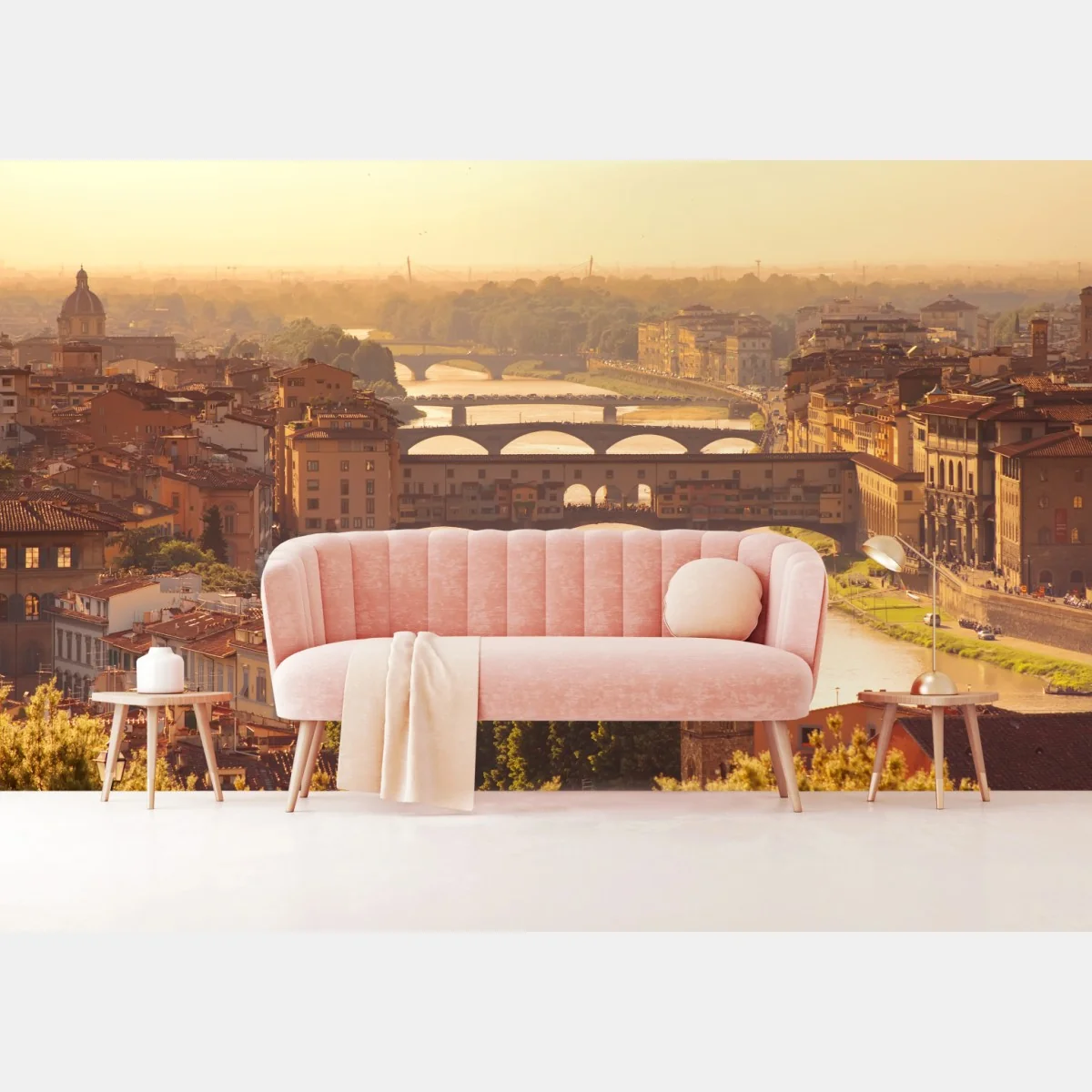 Fototapeta złoty zachód słońca nad Ponte Vecchio, Florencja – Wallissimo® Fototapeta złoty zachód słońca nad Ponte Vecchio, Florencja – Wallissimo®