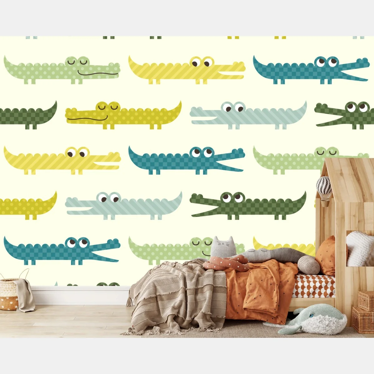 Fototapeta wesoły wzór krokodyli do pokoju dziecięcego – Wallissimo®