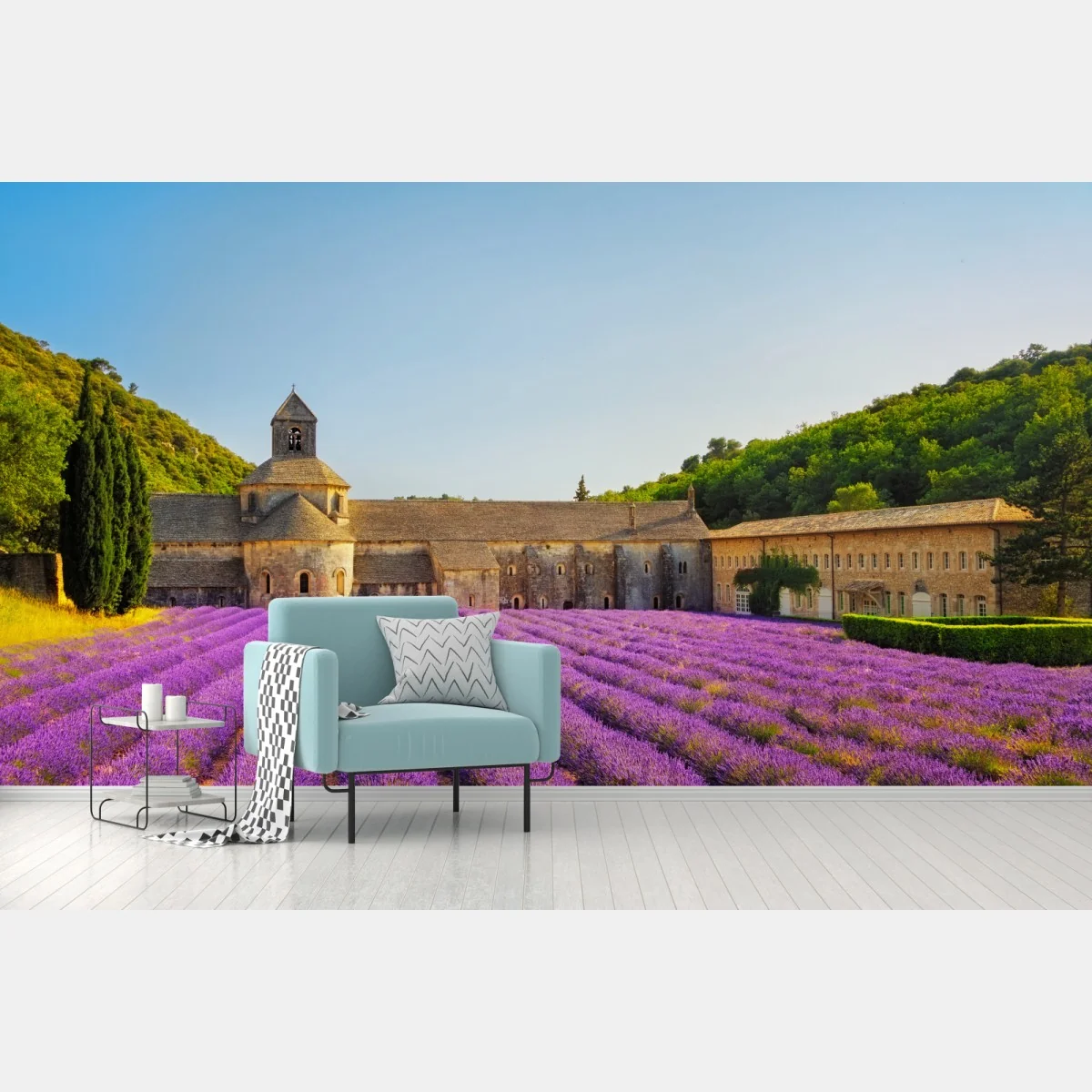 Fototapeta pola lawendy przy Opactwie Sénanque, Prowansja – Wallissimo® Fototapeta pola lawendy przy Opactwie Sénanque, Prowansja – Wallissimo®