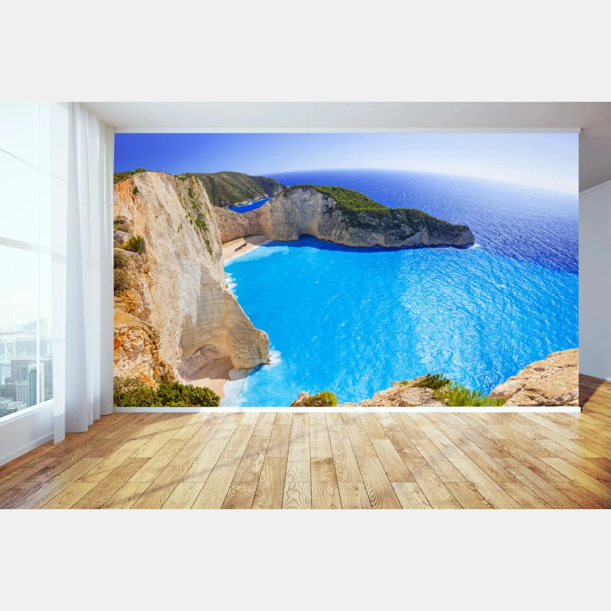 Fototapeta turkusowa panorama klifu i plaży – Wallissimo® Fototapeta turkusowa panorama klifu i plaży – Wallissimo®