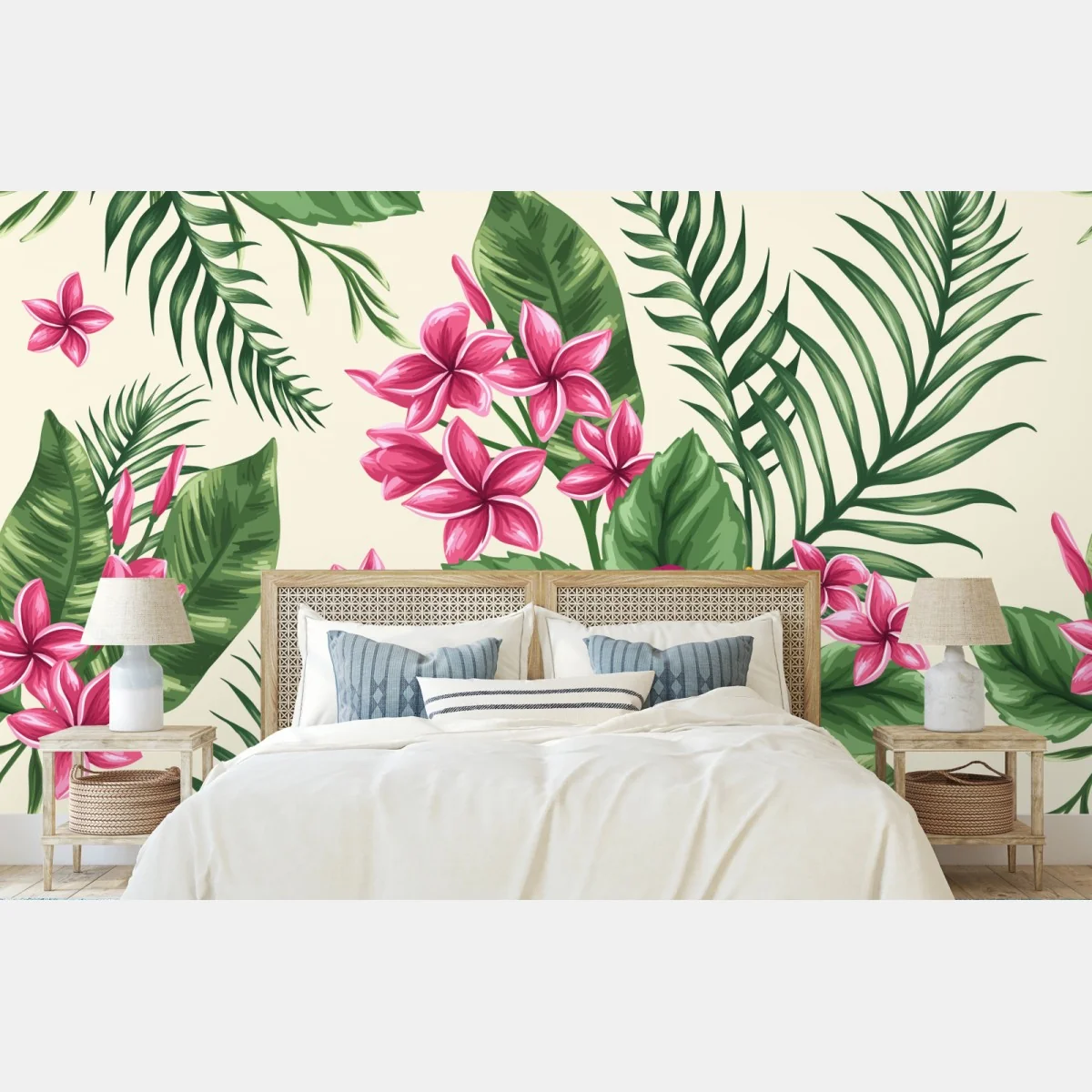 Fototapeta tropikalny wzór z różowym hibiskusem – Wallissimo® Fototapeta tropikalny wzór z różowym hibiskusem – Wallissimo®