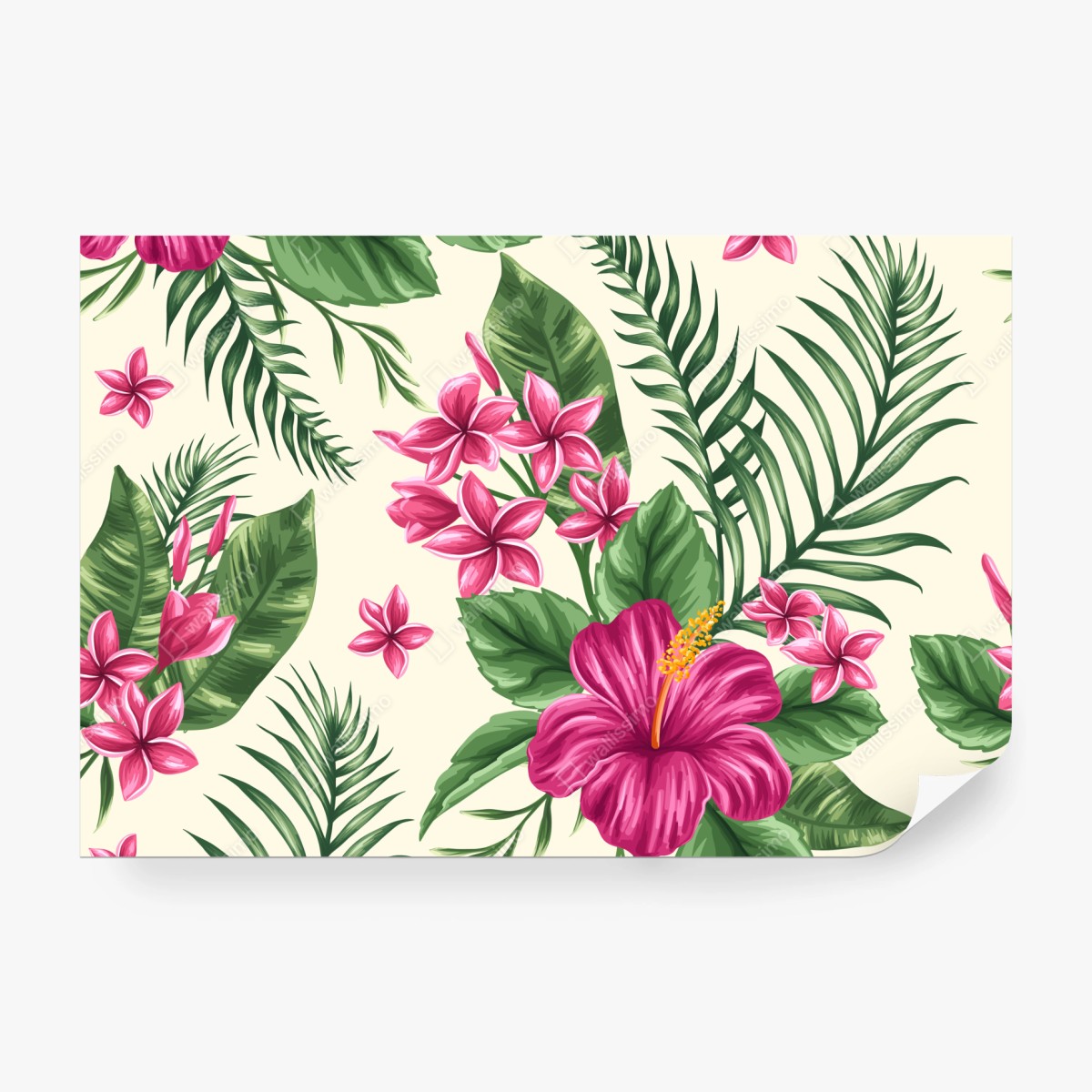 Fototapeta tropikalny wzór z różowym hibiskusem – Wallissimo® Fototapeta tropikalny wzór z różowym hibiskusem – Wallissimo®