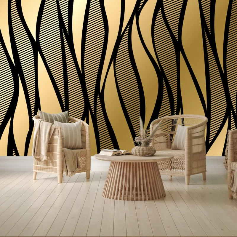 Fototapeta luksusowy złoty abstrakcyjny wzór fal – Wallissimo® Fototapeta luksusowy złoty abstrakcyjny wzór fal – Wallissimo®