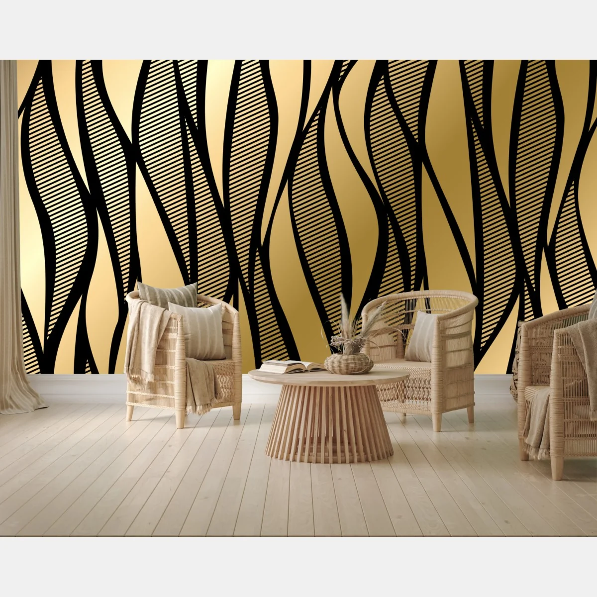 Fototapeta luksusowy złoty abstrakcyjny wzór fal – Wallissimo® Fototapeta luksusowy złoty abstrakcyjny wzór fal – Wallissimo®