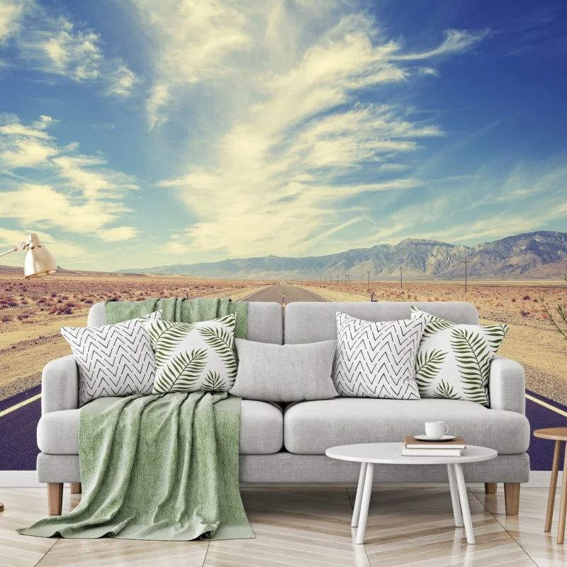 Fototapeta vintage wiejska droga pod rozległym niebem – Wallissimo® Fototapeta vintage wiejska droga pod rozległym niebem – Wallissimo®