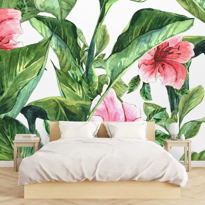 Fototapeta różowy akwarelowy motyw botaniczny – Wallissimo® Fototapeta różowy akwarelowy motyw botaniczny – Wallissimo®