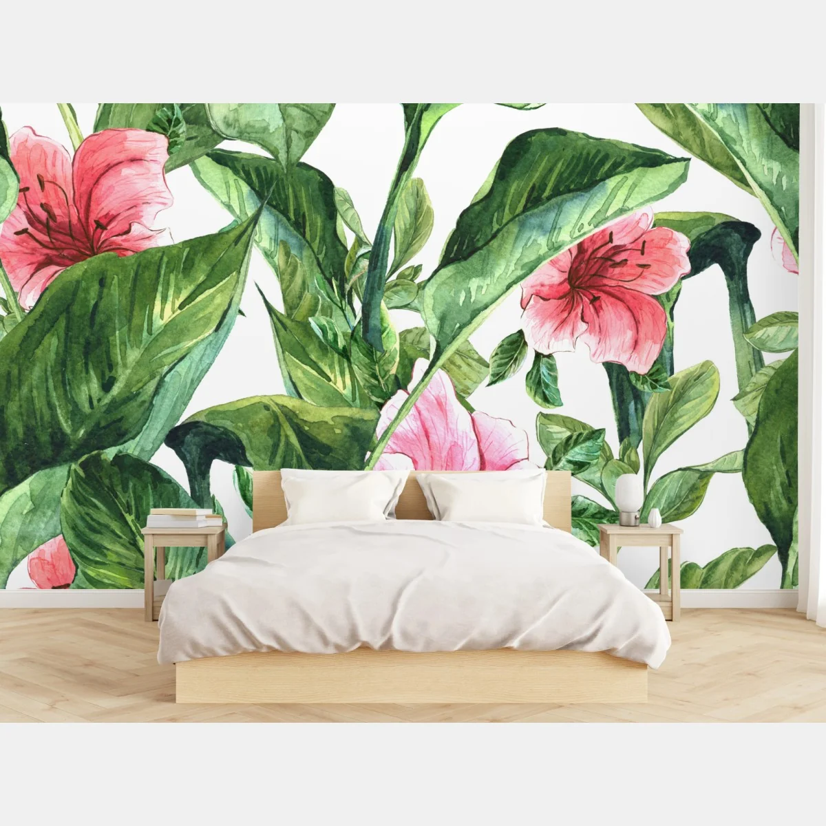 Fototapeta różowy akwarelowy motyw botaniczny – Wallissimo® Fototapeta różowy akwarelowy motyw botaniczny – Wallissimo®