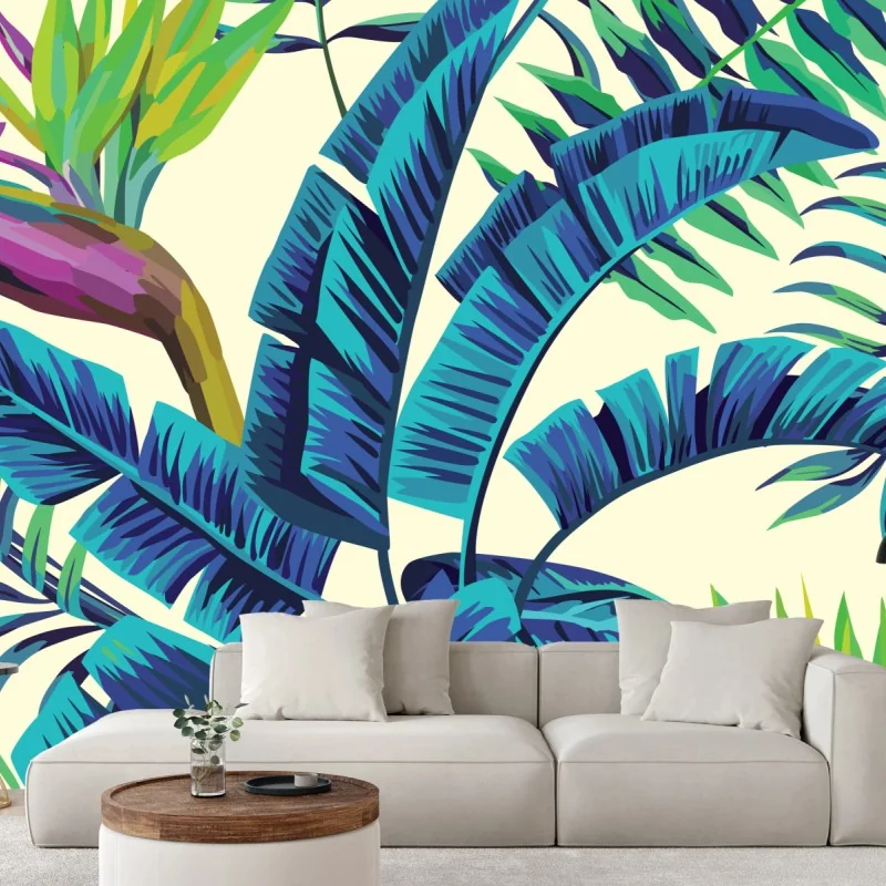 Fototapeta tropikalne turkusowe liście – Wallissimo® Fototapeta tropikalne turkusowe liście – Wallissimo®