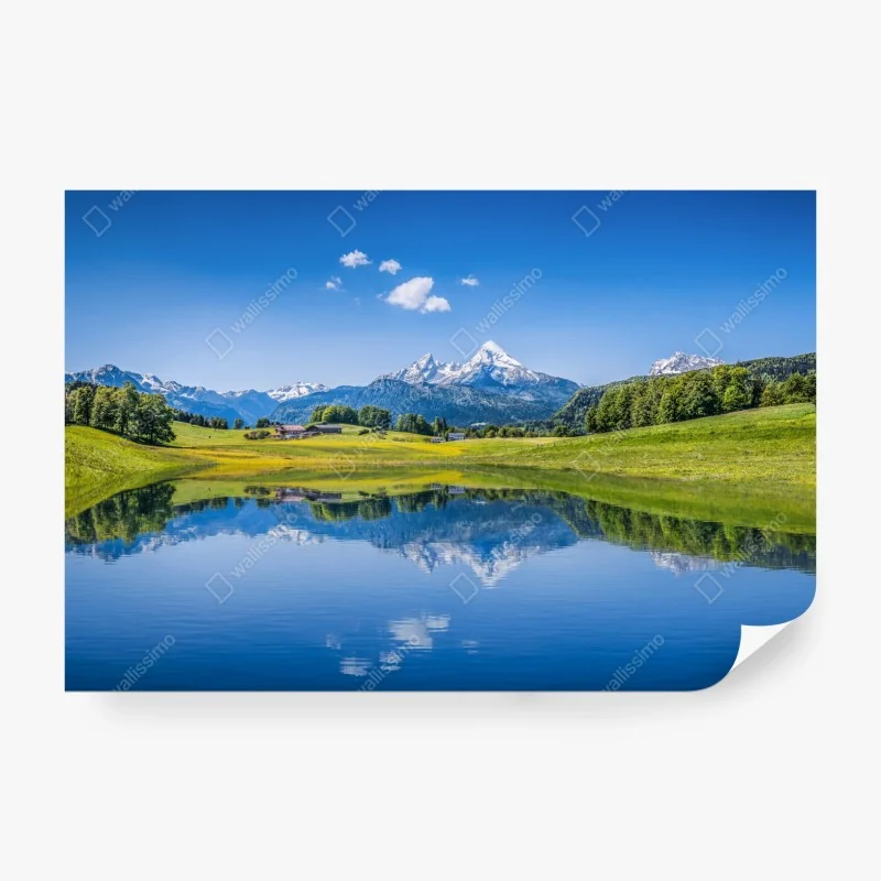 Fototapeta zielony akwarelowy wzór liści – Wallissimo®