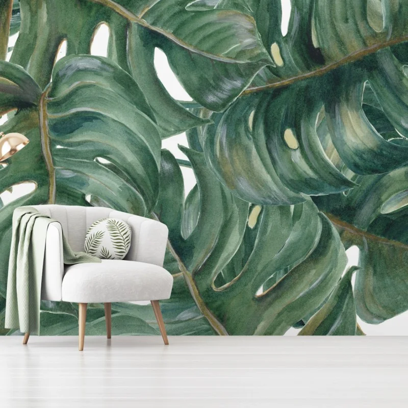 Fototapeta malowane akwarelą liście monstery – Wallissimo® Fototapeta malowane akwarelą liście monstery – Wallissimo®