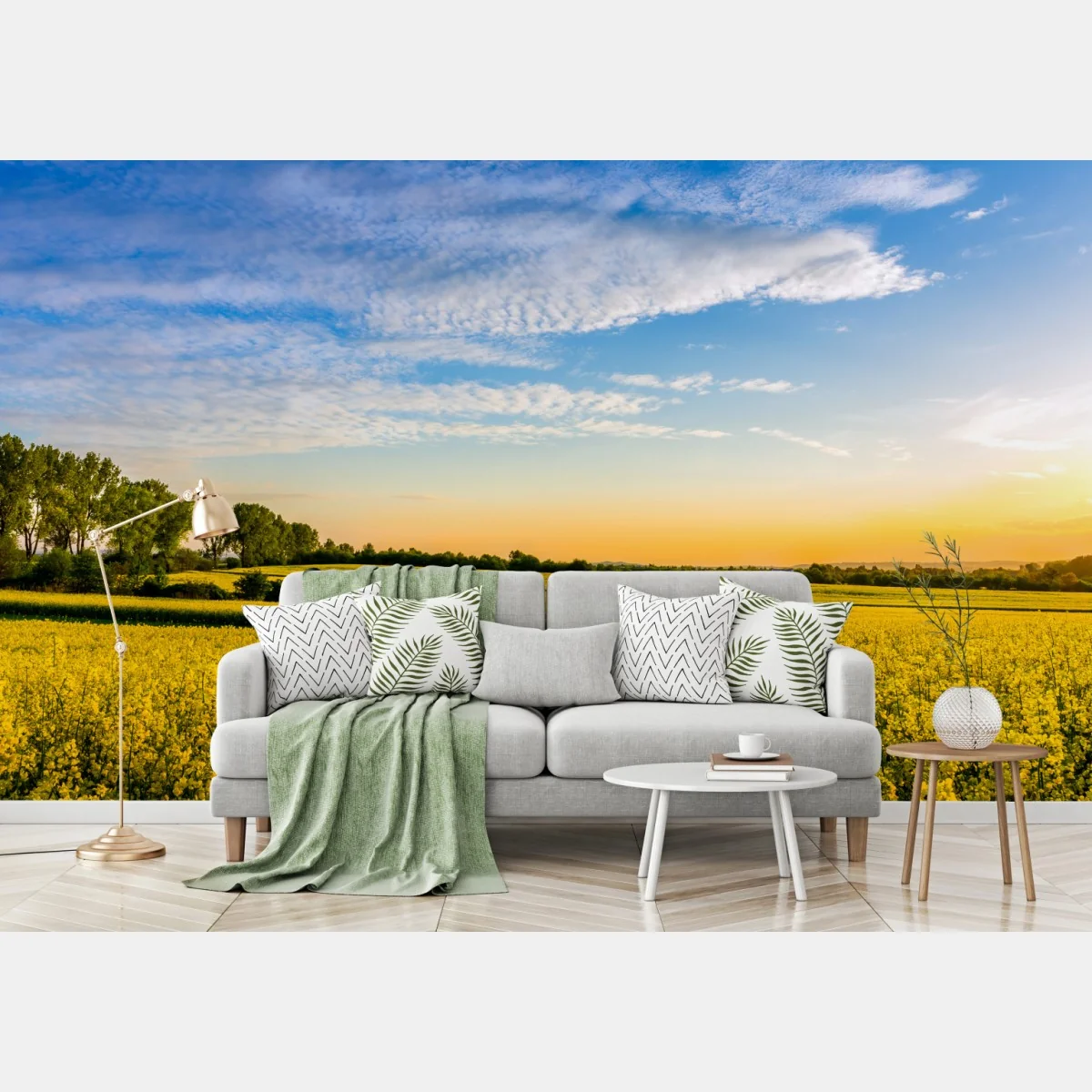 Fototapeta słoneczne pole rzepaku o zachodzie słońca – Wallissimo® Fototapeta słoneczne pole rzepaku o zachodzie słońca – Wallissimo®